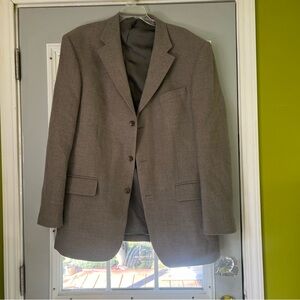 Oscar de la Renta Men's Taupe Single-Breasted Wool Blazer Size 44L
